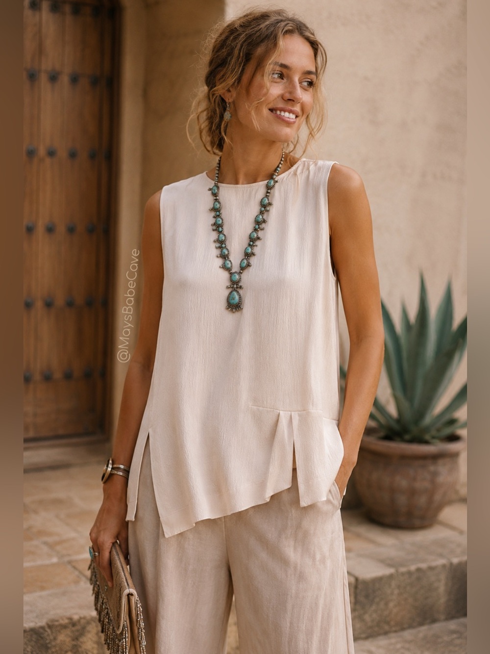 Fabiana Filippi 100% Silk Asymmetric Sleeveless Blouse NWT XL